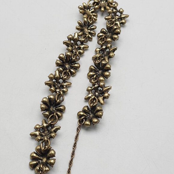 Floral Statement Necklace With Faux Pearls Clear Rhinestones By Loft - Picture 5 of 6